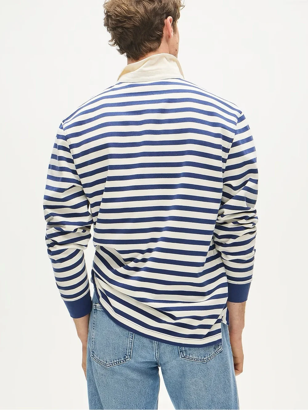 J. CREW Rugby shirt in stripe Blue (Multi) Size M NWD $118 СТ748